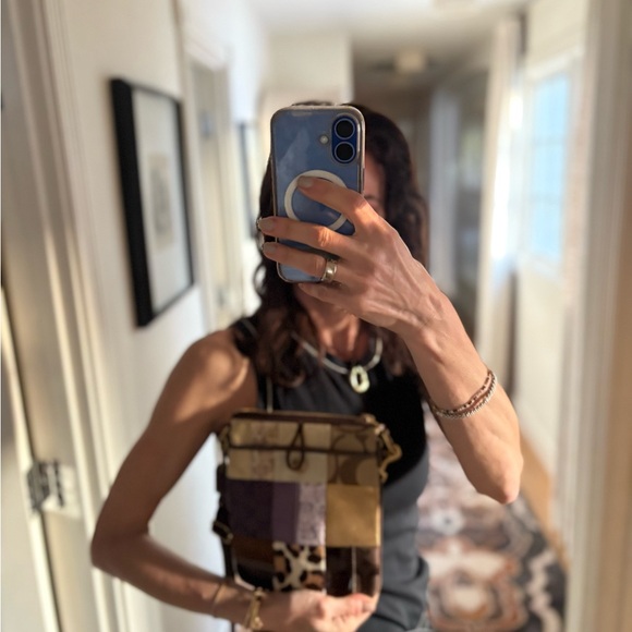 Vintage Y2K Coach Patchwork Crossbody Bag Brown/Purple - Picture 2 of 10